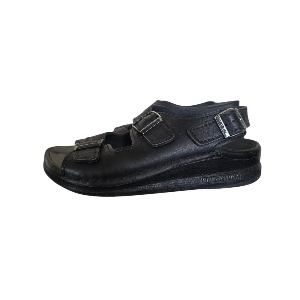 Birkenstock Tatami Black Leather Fisherman Coastal Eclectic Grandma Sandals‎ sz7